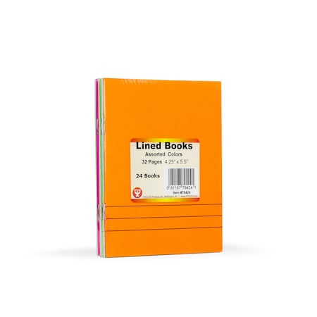 Hygloss Products Bright Colors Lined Blank Books, 4.25 x 5.5in., 24PK 79424